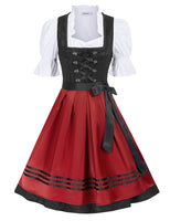 1 x RAW Customer Returns JASAMBAC Women s Dirndl 3 Piece Oktoberfest Costumes for Bavarian Carnival Black Red 2XL - RRP €76.99