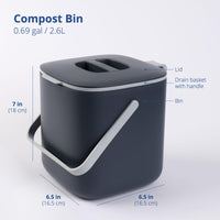 1 x RAW Customer Returns BLUE GINKGO Organic Waste Bin Kitchen Compost Bin Kitchen with Lid, Handles Dishwasher Safe Made in Korea 2.6 Liters Grey - RRP €24.99