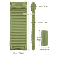 1 x RAW Customer Returns WGYTECH Self-Inflating Camping Sleeping Pad, 10cm Thickened Camping Air Mattress with Pillow and Foot Press Pump, Outdoor Inflatable Ultralight Sleeping Pad for Hiking, Beach, Travel and Tent Green  - RRP €28.22