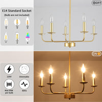 1 x RAW Customer Returns QAREHL Golden Chandelier 5 Lights Modern Vintage E14 Socket Gold Pendant Light for Living Room Dining Room Bedroom Kitchen Hallway - RRP €69.99