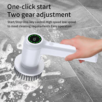 1 x RAW Customer Returns Electric cleaning brush, electric brush for cleaning with LED display, spin scrubber with 6 brush heads, handheld cleaning brush for household, floor, car tires, type-C quick charging - RRP €40.32