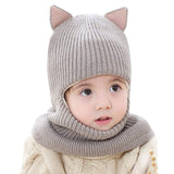 1 x RAW Customer Returns Ugitopi Baby Boys Girls Winter Fleece Lining Hat Toddler Knitted Hood Scarf Beanies Ear, Grey  - RRP €27.6