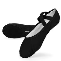 1 x RAW Customer Returns Girls Ladies Canvas Dance Shoes Slippers Leather Two-Part Sole - Black - 44 EU - RRP €60.0