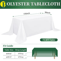 1 x RAW Customer Returns 1 Pack White Polyester Tablecloth for 8ft Rectangle Tables, 90x156 inch Polyester Fabric Table Cover Wrinkle Free Washable for Wedding Birthday Party Banquet Decoration - RRP €18.99