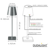 1 x Brand New DUDALIGHT USB Rechargeable LED Table Lamp - Wireless, Touch, Dimmable for Restaurant, Desk, Bedside - 3 LED Lights of Different Intensity - RRP €46.22