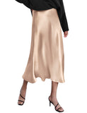 1 x RAW Customer Returns Zeagoo Women s Satin Skirt Long High Waist Skirt Elegant Silk Midi Skirt Summer Midi Business Skirt Light Khaki S - RRP €30.99