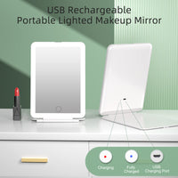 1 x RAW Customer Returns FUNTOUCH Rechargeable Cosmetic Mirror with Lighting, 72 LED Lights Makeup Mirror with Storage Bag, 3-Color Dimmable Touch Screen, Portable Travel Mirror, Foldable Makeup Travel Mirror - RRP €27.99