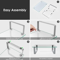 1 x RAW Customer Returns Minthouz Monitor Stand, Clear Tempered Glass Monitor Stand, Fixed Height Monitor Riser Desk, Ergonomic Laptop Stand Load up to 20 kg for Laptop, Computer, iMac, Printer - RRP €18.85