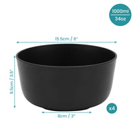 1 x RAW Customer Returns Belle Vous 4 Pack Black Plastic Bowl Set - 1000 ml Serving Bowls Set - Unbreakable, BPA-Free, Lightweight Reusable - For Soup, Pasta Salad - Microwave Dishwasher Safe - RRP €18.99