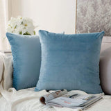 1 x RAW Customer Returns MIULEE Cushion Covers Sofa Bedroom Furnishing Pillow Covers Home Decor Modern Pillowcases Elegant Soft Durable Velvet with Invisible Zipper 2 Pieces 65X65 CM Light Blue - RRP €20.99