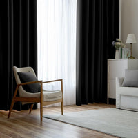 1 x RAW Customer Returns MIULEE Black Opaque Curtains with Eyelets, Beautiful Soft Blackout Curtains for Darkening Rooms, Set of 2 Curtains Darkening Bedroom Living Room Thermal Curtain Cold Protection 140X225 cm - RRP €43.99