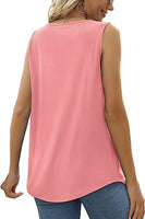 1 x Brand New NEYOUQE Tank Tops Women Ladies Blouse Summer Square Collar Sleeveless Women Tops Solid Color Casual T Shirts Women Summer Pink XXL 50-52 - RRP €27.6