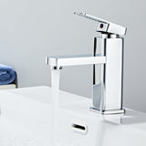 1 x RAW Customer Returns Sumeber faucet bathroom silver wash basin faucet fitting wash basin square bathroom mixer tap wash basin stainless steel single lever mixer bathroom faucet with water inlet pipe square short silver  - RRP €25.09