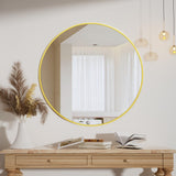 1 x RAW Customer Returns Koonmi 50cm Round Mirror Gold Round Mirror Wall Mirror with Aluminum Alloy Frame for Bathroom, Vanity, Living Room, Bedroom, Entrance Wall Decoration - RRP €38.3