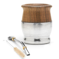 1 x RAW Customer Returns balibetov Yerba Mate wooden gourd - traditional Palo Santo with aluminum Mate cup - set includes Bombilla sorbet for Mate aluminum base  - RRP €25.0