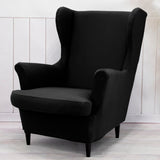 2 x Brand New Qelus Wing Back Slipcover Chair Cover, Plush Chair Covers Armchair Furniture Covers Protector for Living Room Bedroom Decoration Black  - RRP €71.96