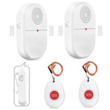 1 x RAW Customer Returns Daytech emergency call button for seniors home emergency call wireless alarm bracelet seniors emergency button SOS emergency button for seniors wireless bell battery operated 800 feet range 2 transmitters 2 receivers - RRP €40.1