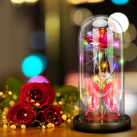 8 x Brand New Yuragim Eternal Rose in Glass, Mother s Day Gifts for Dad, Beauty and the Beast Rose with LED Light and Greeting Card, Galaxy Rose and 3D Butterfly in Glass Dome, Mother Women - RRP €163.2