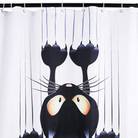 1 x RAW Customer Returns Leashy Shower Curtain DIY Funny Novelty Cat Print Waterproof Bathroom Drape, Mold Proof Curtain with Hooks - RRP €23.99