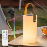 1 x RAW Customer Returns GGOO Solar Table Lamp Outdoor Table Lamp with Remote Control, Dimmable Warm White and RGB LED Table Lamp Wireless, Portable Rechargeable Solar Lamps for Garden Decorations Patio Camping - RRP €39.99