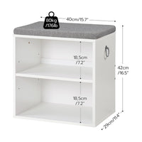 2 x RAW Customer Returns HOOBRO Entryway Shoe Bench, Padded Seat, 40 x 29 x 42 cm, Seat with 2 Compartments, Shoe Shelf, with Adjustable Shelves, Hallway, Living Room, White and Gray EWG04HX01G1 - RRP €79.32