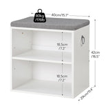 1 x RAW Customer Returns HOOBRO Shoe Bench, Entryway Shoe Rack, Padded Seat, 40 x 29 x 42 cm, 2-Compartment Seat, Shoe Rack, with Adjustable Shelves, Hallway, Living Room, White and Grey EWG04HX01G1 - RRP €36.99