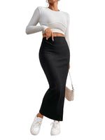 1 x RAW Customer Returns GORGLITTER Women s Elegant Maxi Skirt Rockabilly Vintage Retro Skirts with Slit Casual Skirt Party Skirt Black L - RRP €28.22