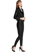 1 x RAW Customer Returns Everbellus Women s Sexy Faux Leather Leggings with Pockets Skinny Leather Pants Black Large - RRP €23.09