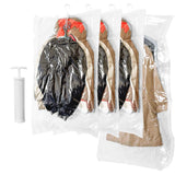 1 x RAW Customer Returns GQC Hanging Vacuum Storage Bags, 4 Pack Vacuum Bags for Clothes, Suits, Dresses, Coats or Jackets, Clear and Reusable Closet Organizer - RRP €19.99