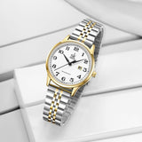 1 x RAW Customer Returns SHENGKE SK Classic Business Ladies Watches with Stainless Steel Strap and Elegant Ladies Watch Made of Genuine Leather Silver-Gold  - RRP €30.46