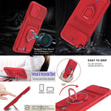 1 x Brand New yanasuo sliding camera protection silicone mobile phone chain case compatible with Vivo Y20 Y20 2021 Y20I Y20S Y11S Y12S, metal ring holder mobile phone cover, adjustable necklace mobile phone case-red - RRP €21.6