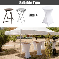 1 x RAW Customer Returns meioro 2 pieces stretch bar table cover 60cm polyester narrow tablecloth, washable round cover, wrinkle-resistant covers reinforcement in the foot area suitable for events weddings party white, 60Dx110H cm  - RRP €21.24