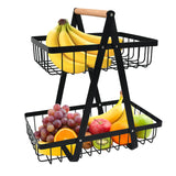 2 x RAW Customer Returns Fruit Stand 2-Tier Fruit Basket, Fruit Bowl Holder Metal Fruit Baskets Fruit Bowl Vegetable Shelf, Removable Fruit Holder Storage for Kitchen, Fruit Vegetable Bread Snacks Basket for Kitchen Office - RRP €35.08