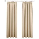 1 x RAW Customer Returns PONY DANCE Curtains with Ruffle Tape Set of 2 Blackout Curtains for Rails H 175 x W 140 cm Curtain Opaque Ruffle Tape Bedroom Curtains Beige Opaque Biscotti Beige - RRP €28.62