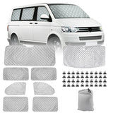 1 x RAW Customer Returns Car Windshield Sun Shade Replacement for VW T5 T6, 8PCS Sunshade Windshield Protection Set, Internal Thermal Blind Window Set with Storage Bag, 100 Occlusion 8PCS-LWB  - RRP €128.99