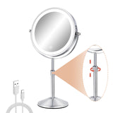 1 x RAW Customer Returns FFowcye 8 makeup mirror with lighting, 1X 10X magnifying mirror with light, adjustable height, 360 rotating cosmetic mirror with touch switch USB charging, mirror dressing table stand - RRP €44.99