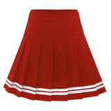 1 x RAW Customer Returns Dressystar Women s Stretchy Pleated Skirt Schoolgirl Solid Skater Tennis Short Cheerleader Skirt Red White Stripes M - RRP €21.49