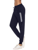 1 x RAW Customer Returns Sykooria women s jogging bottoms, sports trousers, long yoga trousers, leisure trousers, running trousers, cotton high waist training trousers for women with stripes B-dark blue-XL - RRP €21.24