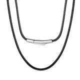 1 x RAW Customer Returns ChainsPro Pendant Necklace, Braided Rope in Synthetic Leather with Steel Clasp, Customizable, Thickness 2 mm, Length 40 - 75 cm, Waterproof Jewelry for Men and Women, Stainless Steel, - RRP €24.0