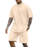 1 x RAW Customer Returns Fastkoala Men s Outfit Tracksuit Two Piece Set Summer Round Neck Suits Tops Shorts Jogging Suits 2 Piece Khaki XL - RRP €37.36