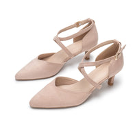 1 x RAW Customer Returns Women s Heel Shoes Cross Strap Wedding Shoes with Buckle Evening Shoes Kitten Pink 37 - RRP €58.8