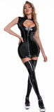 1 x RAW Customer Returns Lingerie Women s Sexy Lingerie Hollow Out Wetlook Body Leather Clubwear Dress Party Latex Catwoman Sleeveless Catsuit Dresses with Zip Black - RRP €33.99