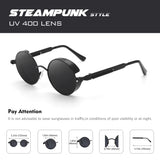 1 x RAW Customer Returns CGID E72 Polarized Men s Sunglasses Retro Steampunk Style Round Metal, 2 pieces - RRP €27.22