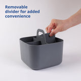 1 x RAW Customer Returns BLUE GINKGO Multipurpose Basket Organizer - Stackable Plastic Basket with Handle Cleaning Basket, Craft Basket, Desk Basket, Art and Makeup Storage Square - Gray - RRP €19.96