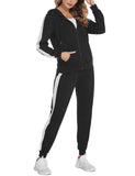 1 x RAW Customer Returns Parabler sports suit women black jogging suit jogger tracksuit set two-piece sports set fitness tracksuit polyester casual M - RRP €39.19