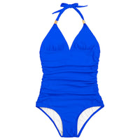 1 x RAW Customer Returns Durio Women s Swimsuit Triangle V Neck Deep Back Figure Shaping One Piece Swimwear Swimsuit Sexy Blue L - RRP €30.24