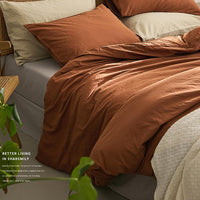 1 x RAW Customer Returns AShanlan Bed Linen 200x200 Caramel Brown Solid Color Soft Breathable Washed Microfiber Duvet Cover with 2 Pillowcases 80x80 cm Double Bed All Seasons Bedding Set - RRP €33.99