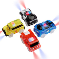 1 x RAW Customer Returns Tracks Cars 4 Pack Toy Magic Car with 5 LED Flashing Lights, Toy Cars Glow in the Dark, Compatible with Most Tracks for Kids, Boys and Girls - RRP €23.17