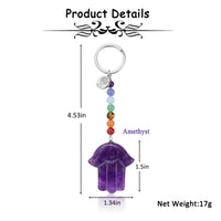 2 x Brand New Jovivi Hamsa Fatima Hand Keyring Gemstone Chakra Keyring Bag Pendant Lucky Charm Amulet Keychain - RRP €55.2