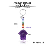 1 x Brand New Jovivi Hamsa Fatima Hand Keyring Gemstone Chakra Keyring Bag Pendant Lucky Charm Amulet Keychain - RRP €27.6